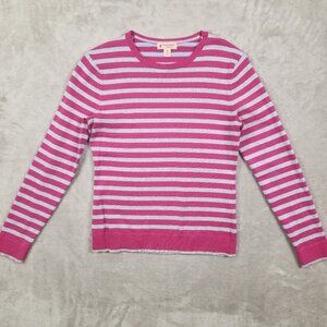 Brooks Brothers Pink and Silver Metallic Striped Womens Sweater Top Size XS